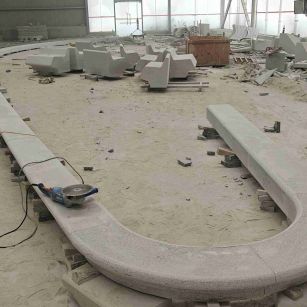 平顶山 芝麻白花岗岩弧形花坛石，坐凳石