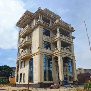 平顶山 黄金麻花岗岩石材别墅外墙干挂搭配（雕花栏杆花瓶柱门楼罗马柱）