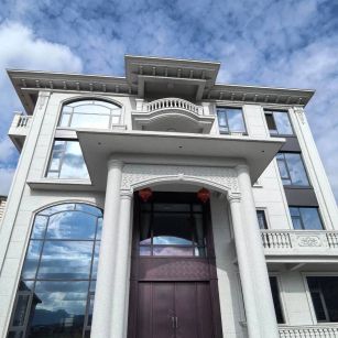 平顶山白麻别墅外墙干挂石材效果示例