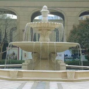 平顶山 黄金麻花岗岩异型加工——户外庭院石雕流水喷泉