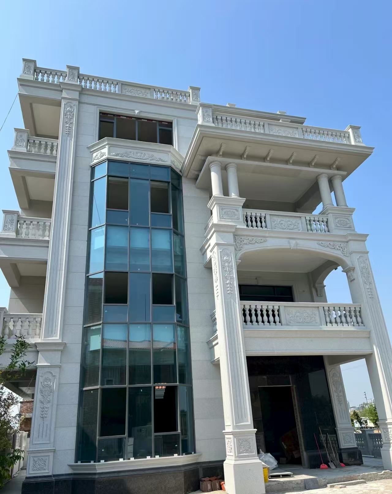 平顶山 白麻花岗岩别墅外墙干挂效果展示