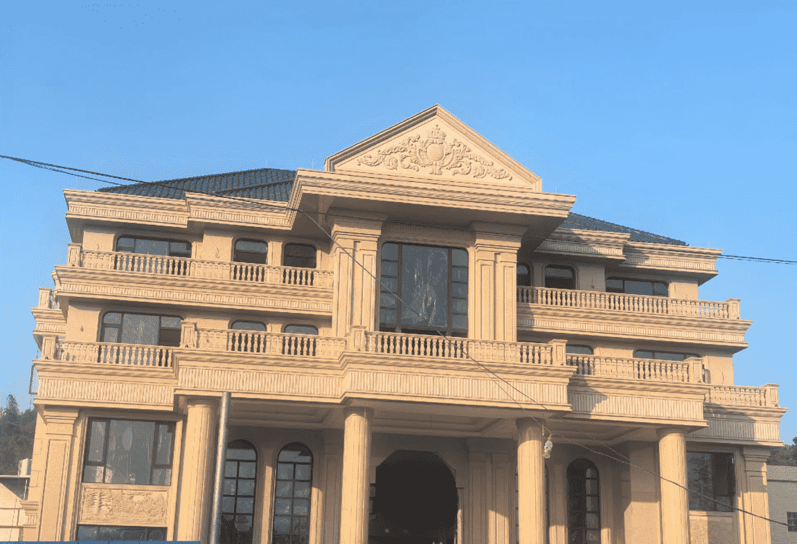 平顶山黄金麻别墅外墙干挂石材效果示例